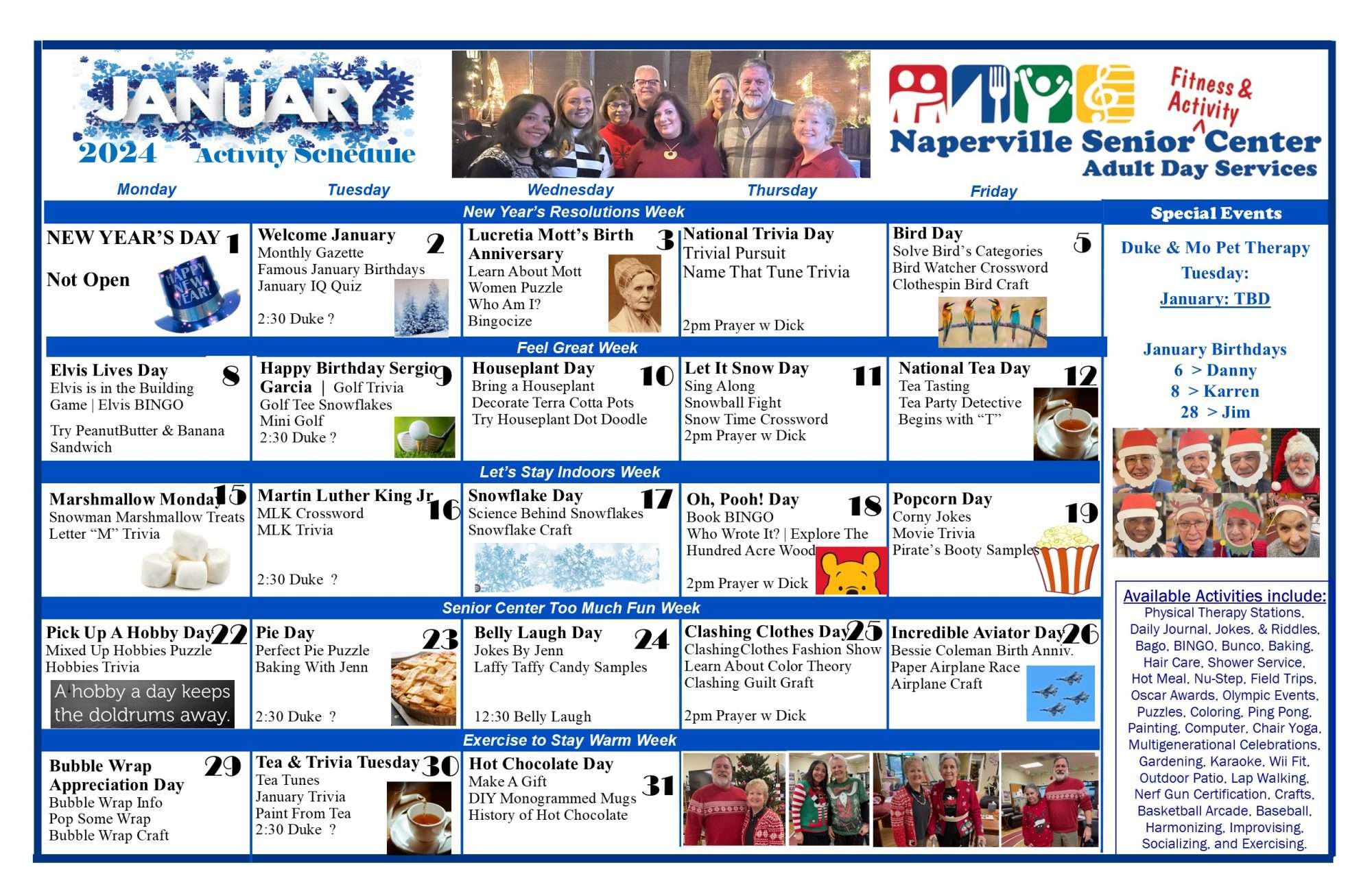 Naperville Senior Center Senior Day Care Senior Center Calendar